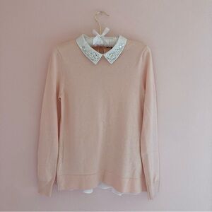 Tommy Hilfiger pink bedazzled collared long-sleeve blouse